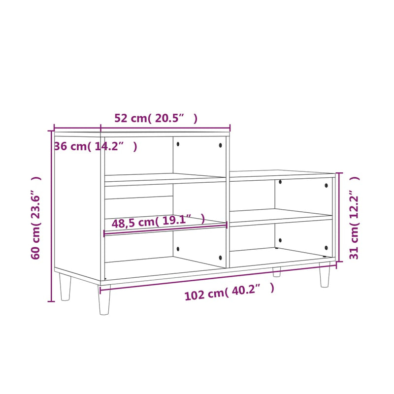vidaXL Shoe Cabinet High Gloss White 102x36x60 cm Engineered Wood