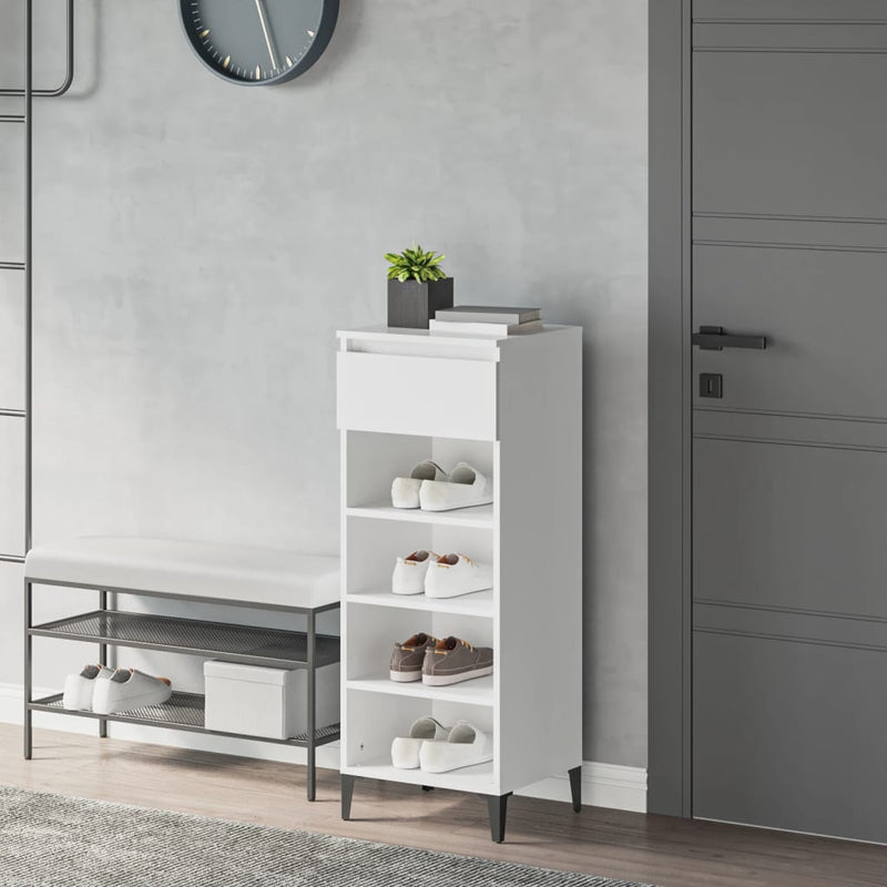 vidaXL Shoe Rack White 40x36x105 cm Engineered Wood