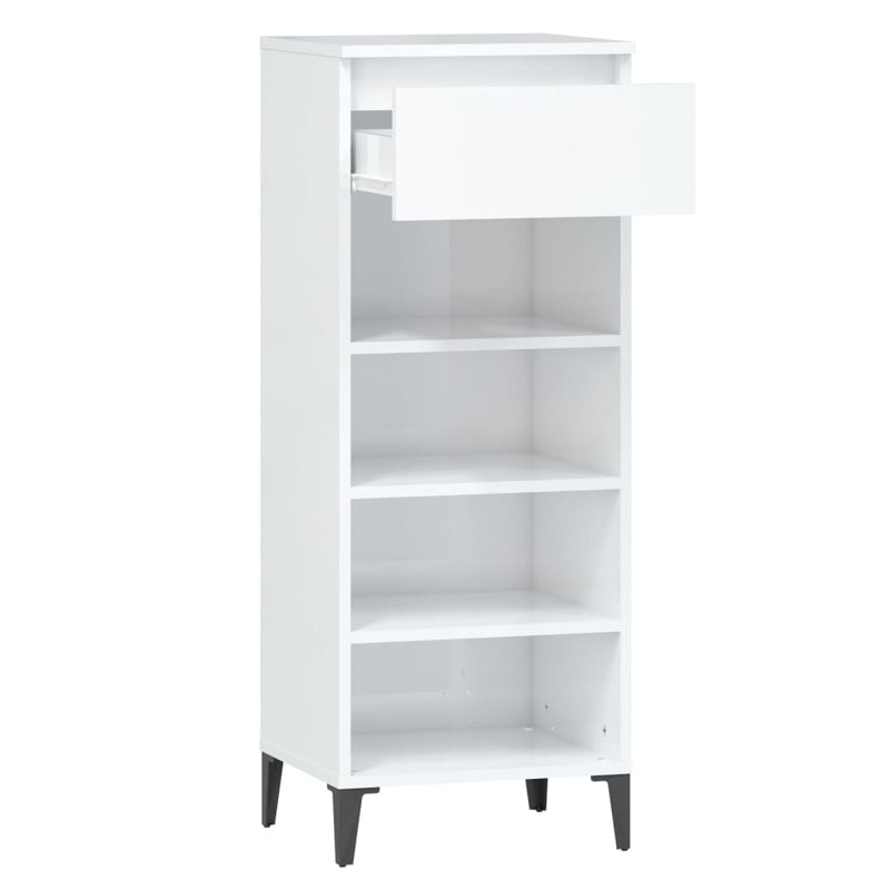 vidaXL Shoe Rack High Gloss White 40x36x105 cm Engineered Wood