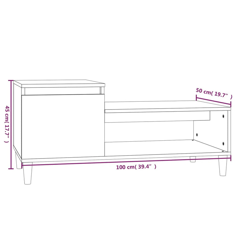 vidaXL Coffee Table White 100x50x45 cm Engineered Wood