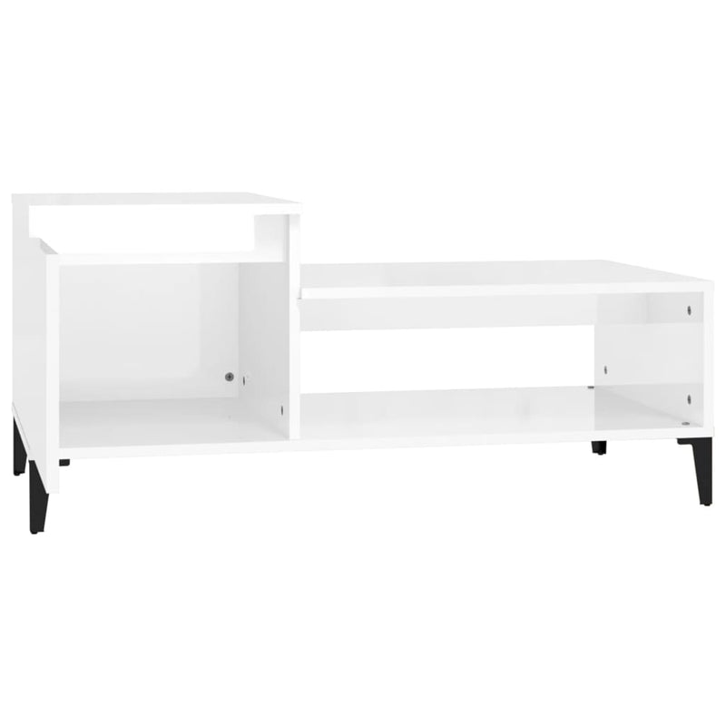 vidaXL Coffee Table High Gloss White 100x50x45 cm Engineered Wood