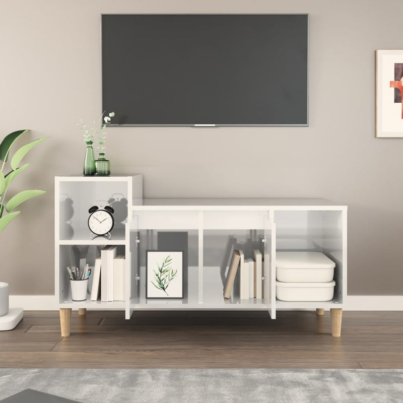 vidaXL TV Cabinet High Gloss White 100x35x55 cm Engineered Wood