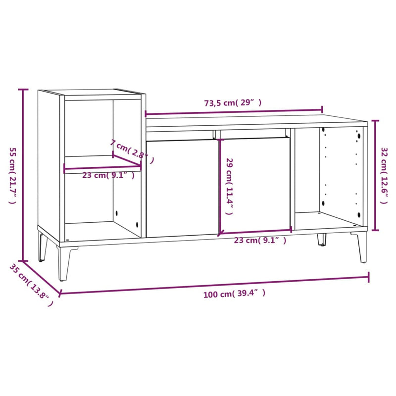 vidaXL TV Cabinet White 100x35x55 cm Engineered Wood
