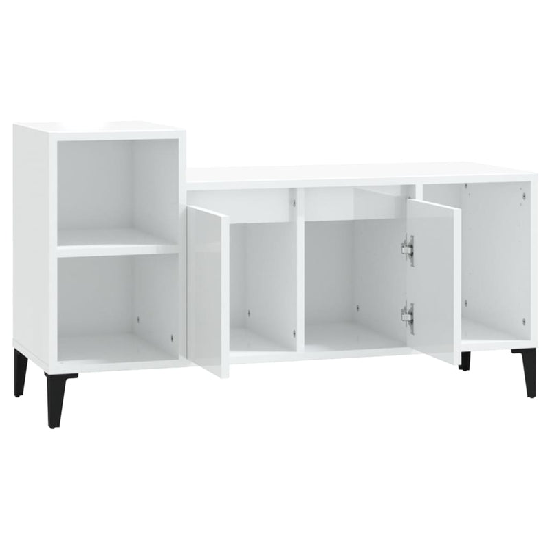 vidaXL TV Cabinet High Gloss White 100x35x55 cm Engineered Wood