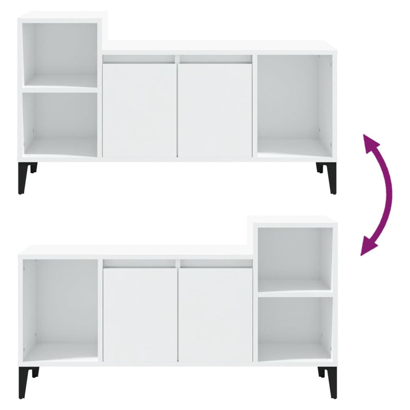 vidaXL TV Cabinet High Gloss White 100x35x55 cm Engineered Wood
