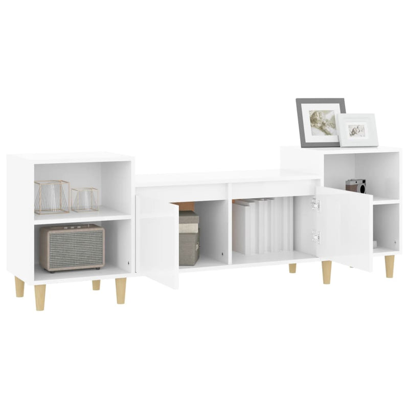 vidaXL TV Cabinet High Gloss White 160x35x55 cm Engineered Wood