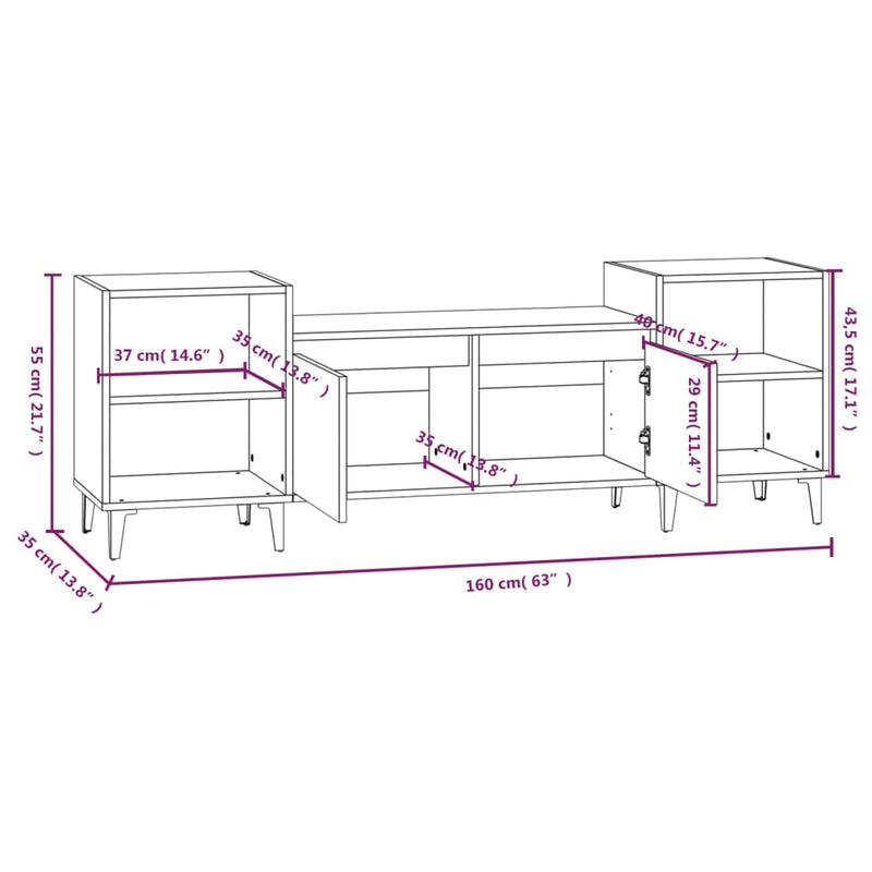 vidaXL TV Cabinet White 160x35x55 cm Engineered Wood