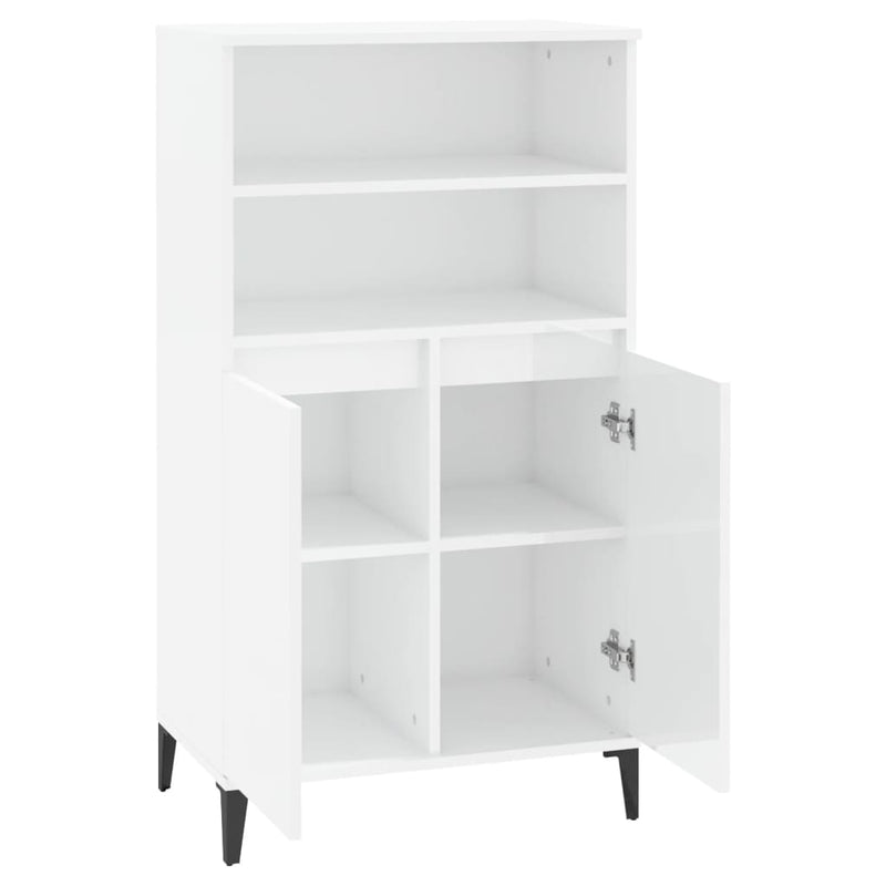 vidaXL Highboard High Gloss White 60x36x110 cm Engineered Wood