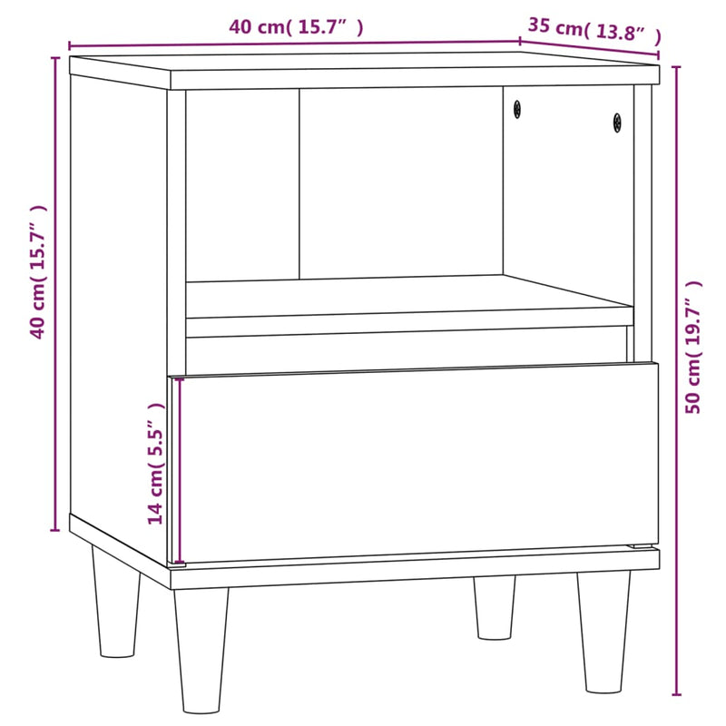 vidaXL Bedside Cabinet White 40x35x50 cm