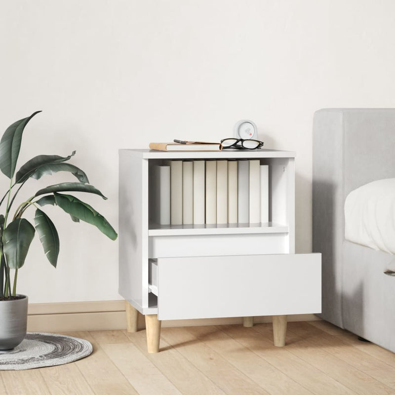 vidaXL Bedside Cabinet High Gloss White 40x35x50 cm