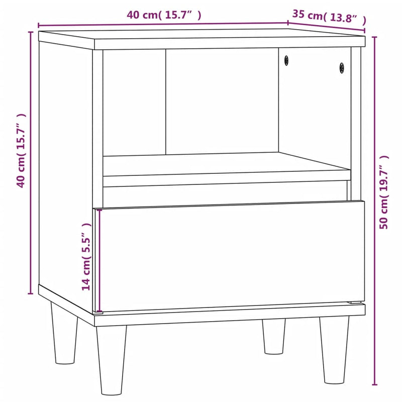 vidaXL Bedside Cabinet High Gloss White 40x35x50 cm
