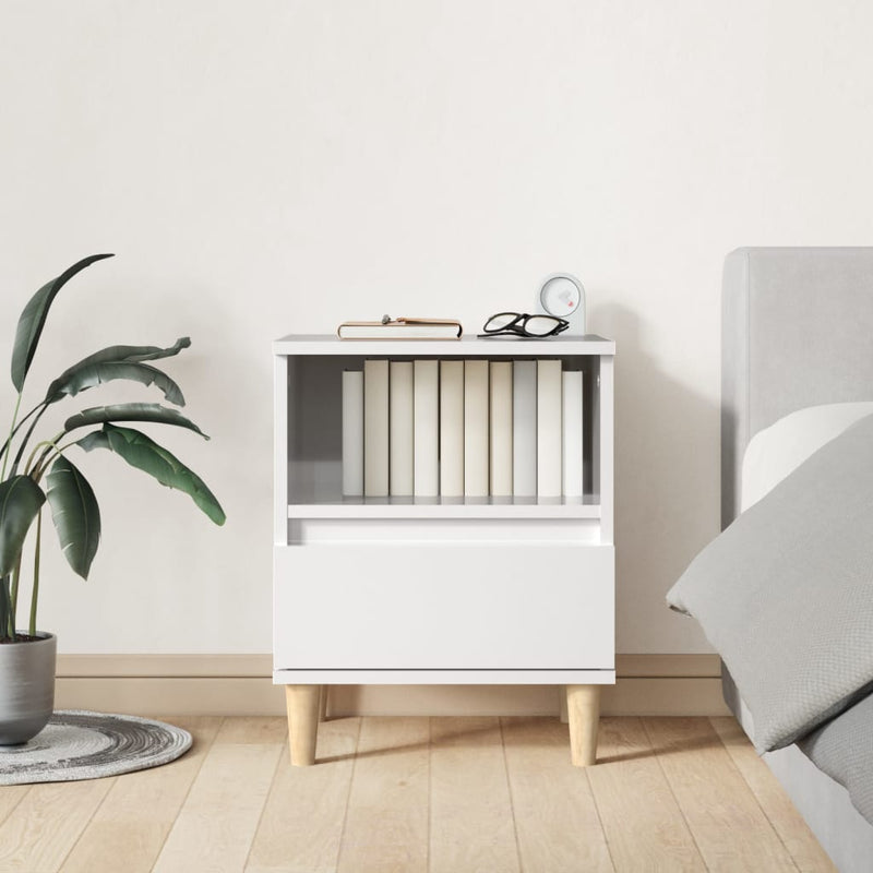 vidaXL Bedside Cabinet High Gloss White 40x35x50 cm