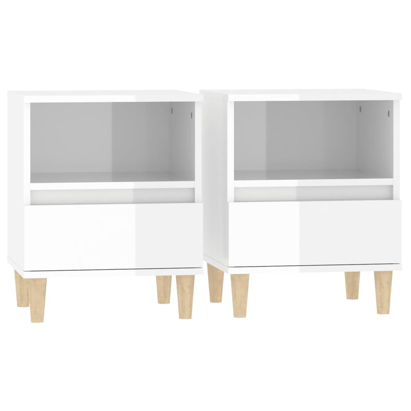 vidaXL Bedside Cabinets 2 pcs High Gloss White 40x35x50 cm