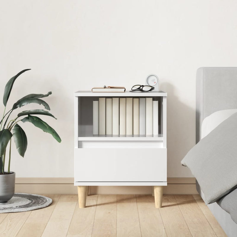 vidaXL Bedside Cabinets 2 pcs High Gloss White 40x35x50 cm