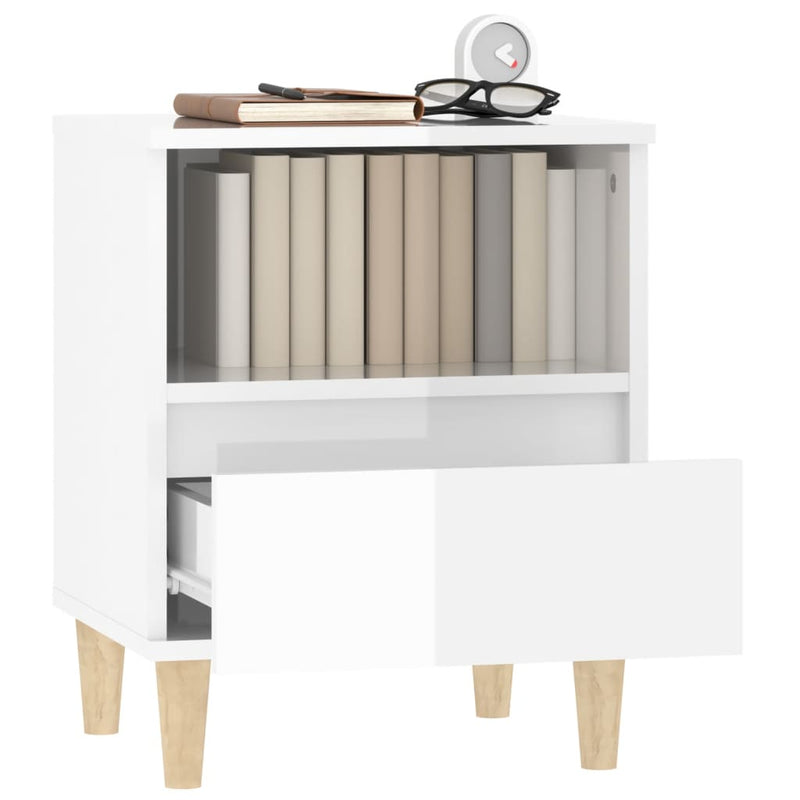 vidaXL Bedside Cabinets 2 pcs High Gloss White 40x35x50 cm