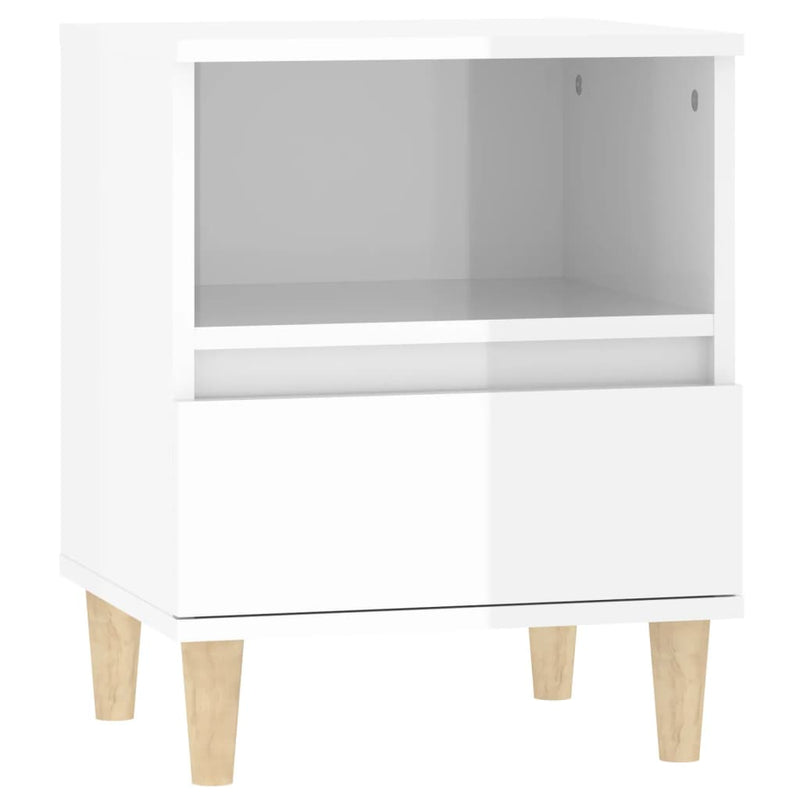 vidaXL Bedside Cabinets 2 pcs High Gloss White 40x35x50 cm