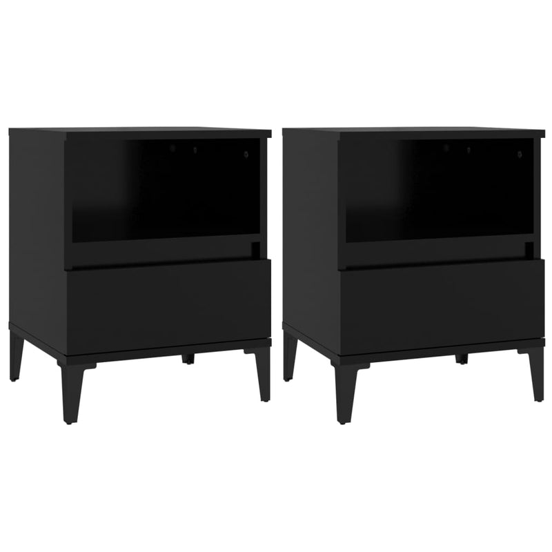 vidaXL Bedside Cabinets 2 pcs Black 40x35x50 cm
