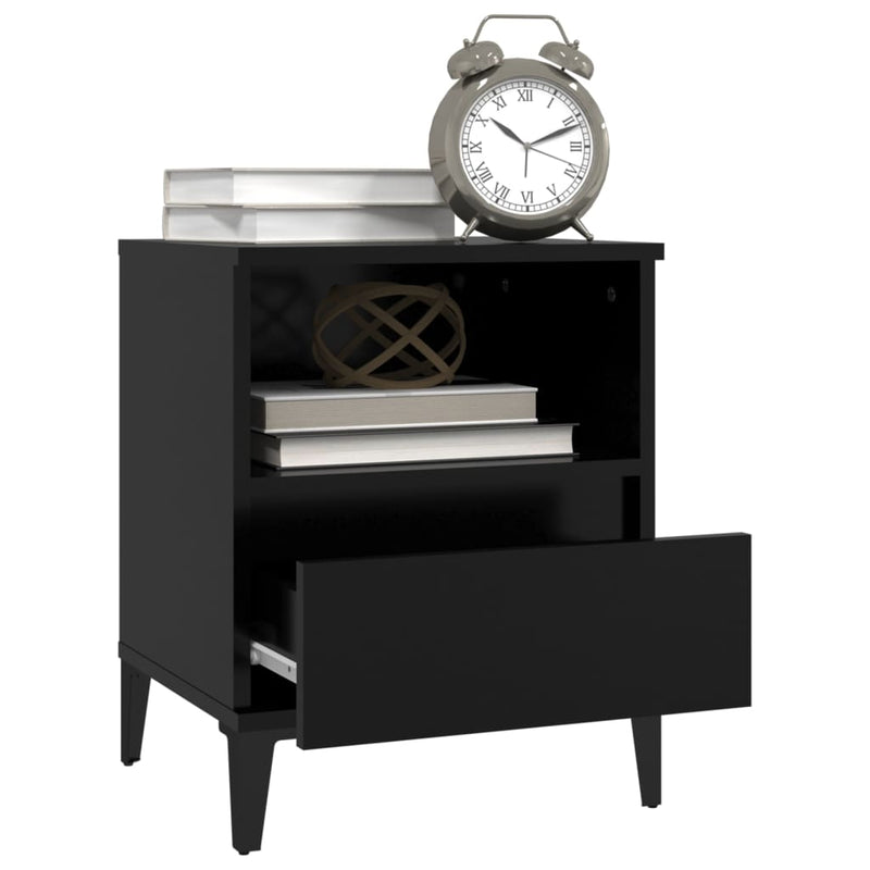 vidaXL Bedside Cabinets 2 pcs Black 40x35x50 cm