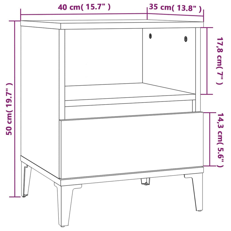vidaXL Bedside Cabinets 2 pcs Smoked Oak 40x35x50 cm