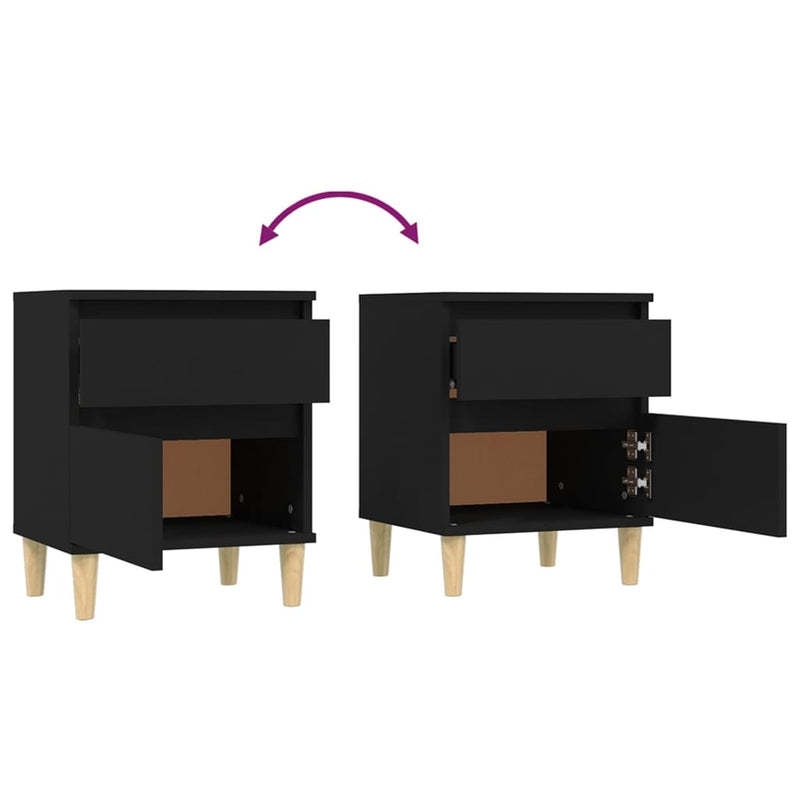 vidaXL Bedside Cabinets 2 pcs Black 40x35x50 cm