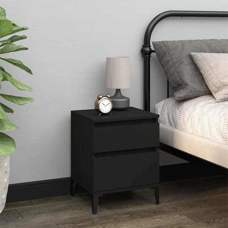 vidaXL Bedside Cabinets 2 pcs Black 40x35x50 cm