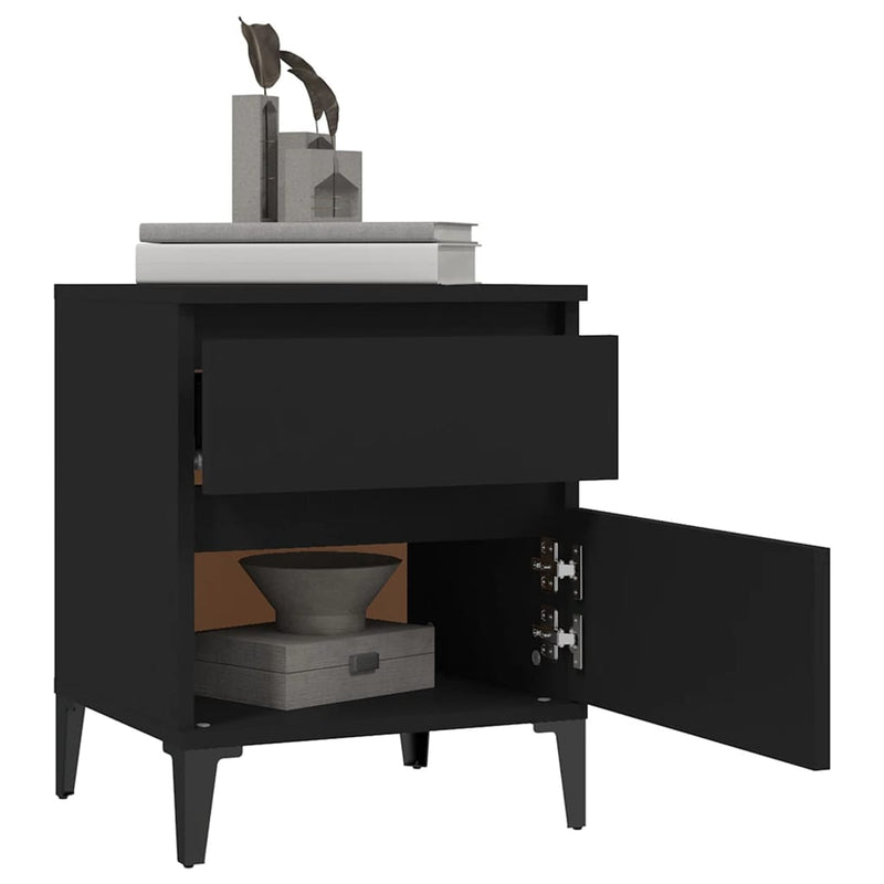 vidaXL Bedside Cabinets 2 pcs Black 40x35x50 cm