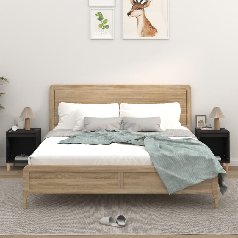 vidaXL Bedside Cabinets 2 pcs Black 40x35x50 cm