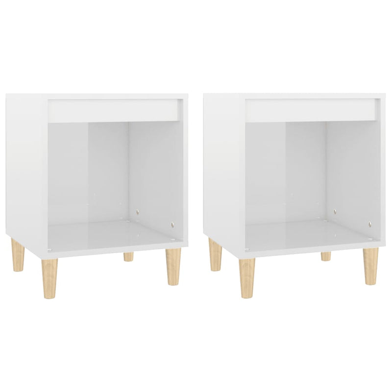 vidaXL Bedside Cabinets 2 pcs High Gloss White 40x35x50 cm