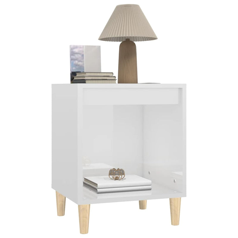 vidaXL Bedside Cabinets 2 pcs High Gloss White 40x35x50 cm