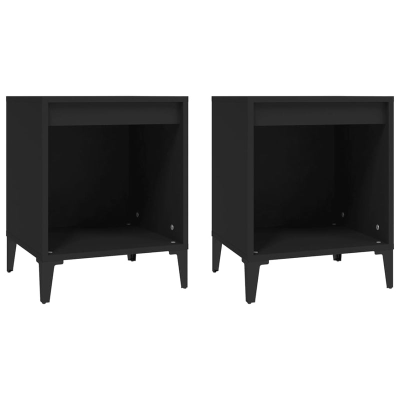 vidaXL Bedside Cabinets 2 pcs Black 40x35x50 cm