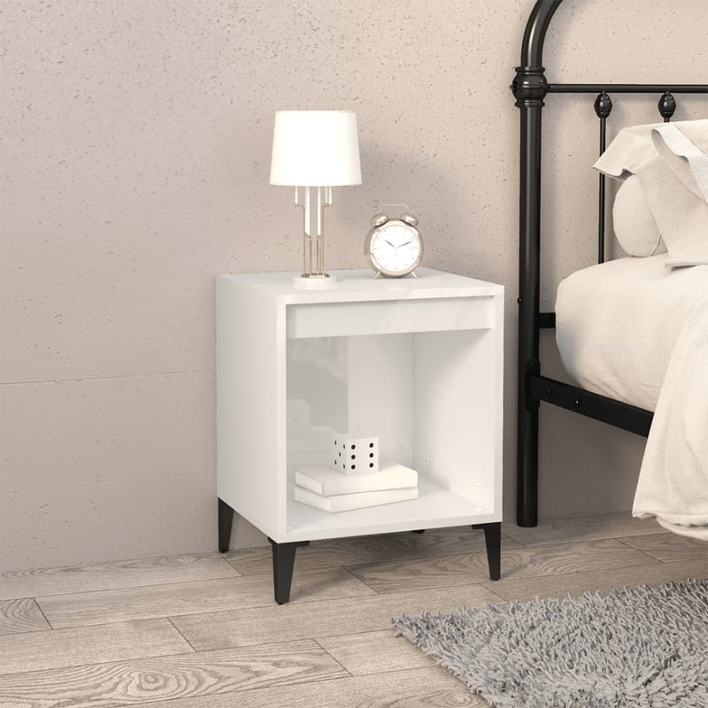 vidaXL Bedside Cabinet High Gloss White 40x35x50 cm