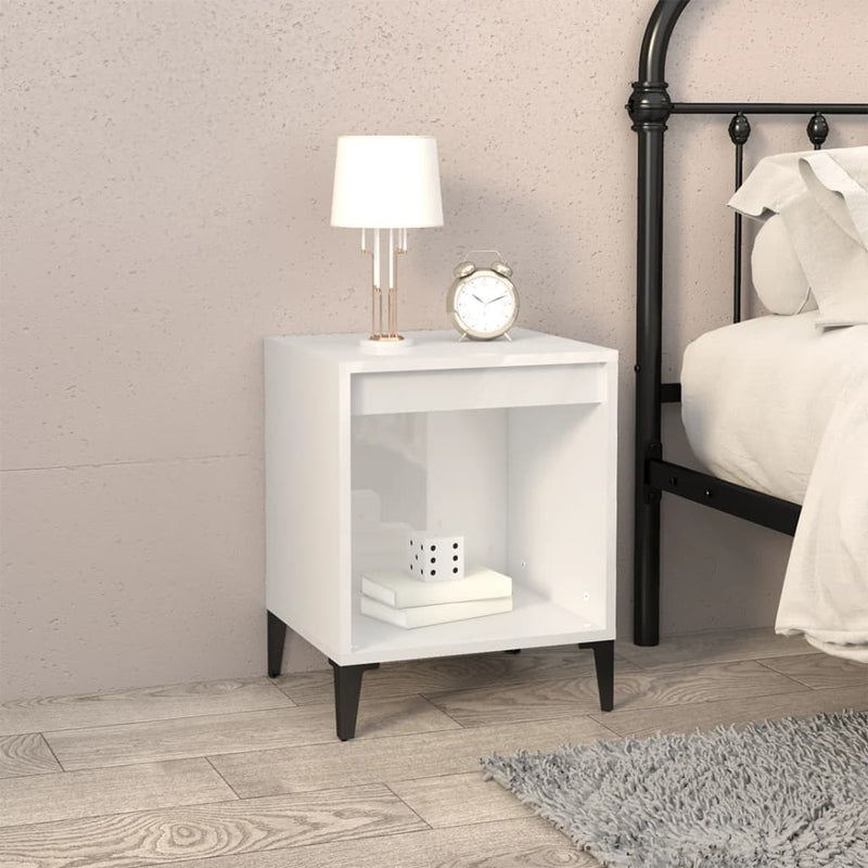 vidaXL Bedside Cabinets 2 pcs High Gloss White 40x35x50 cm
