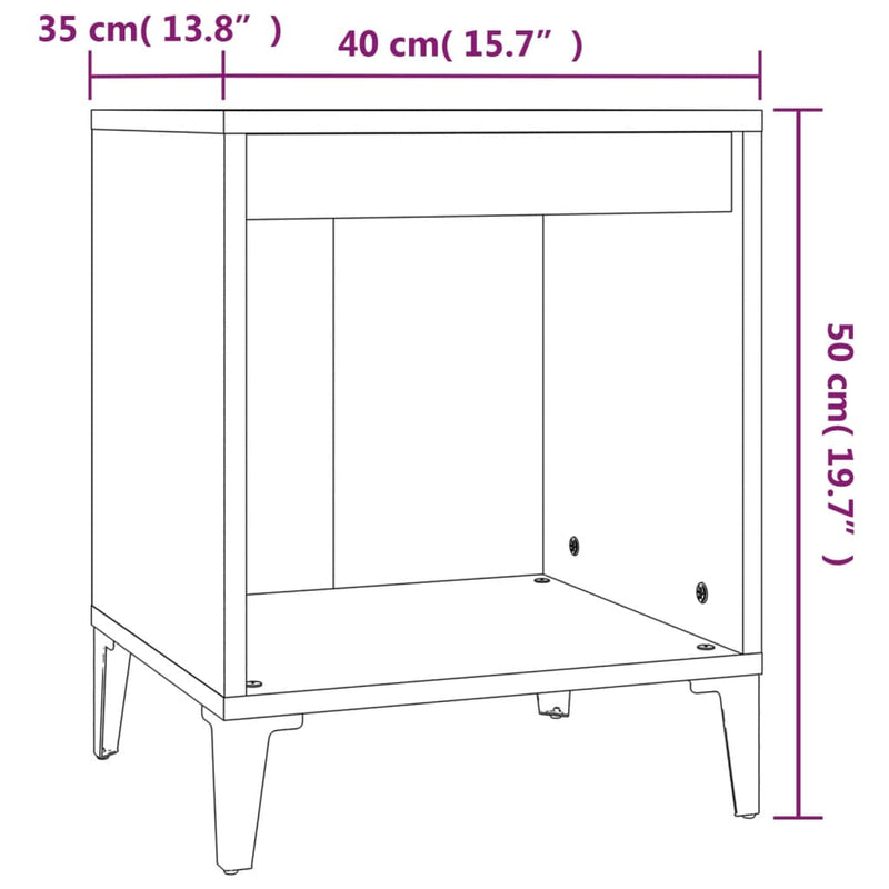 vidaXL Bedside Cabinets 2 pcs High Gloss White 40x35x50 cm