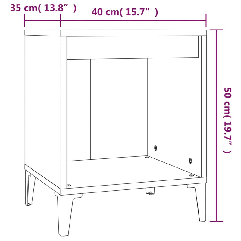 vidaXL Bedside Cabinets 2 pcs Concrete Grey 40x35x50 cm