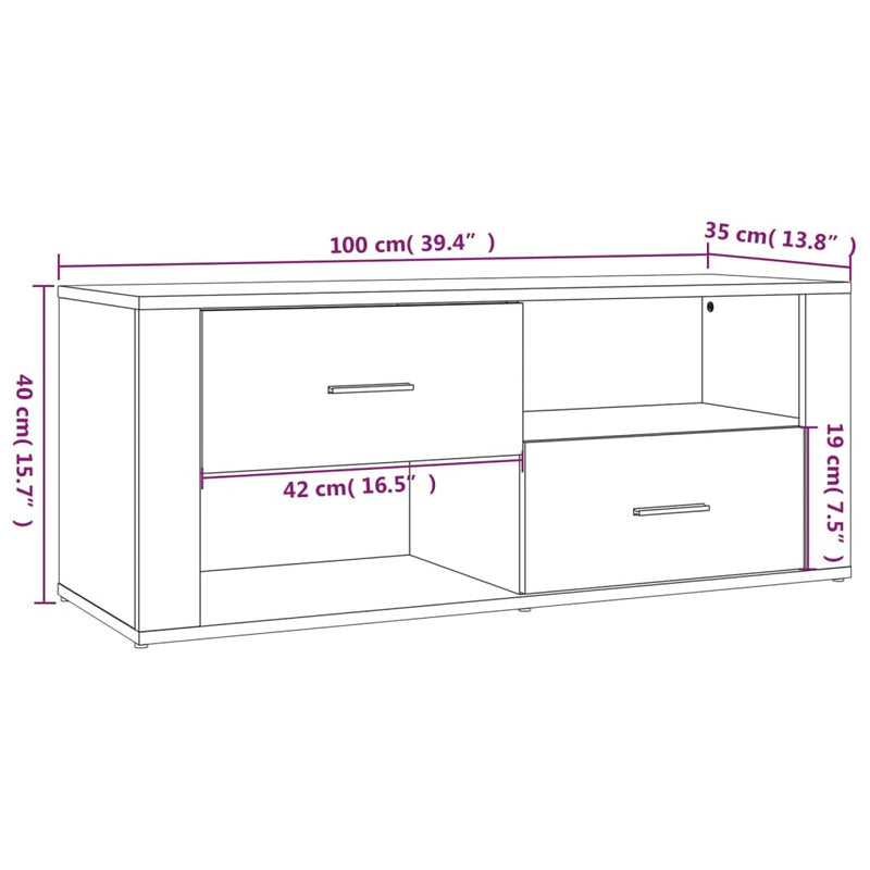 vidaXL TV Cabinet High Gloss White 100x35x40 cm Engineered Wood