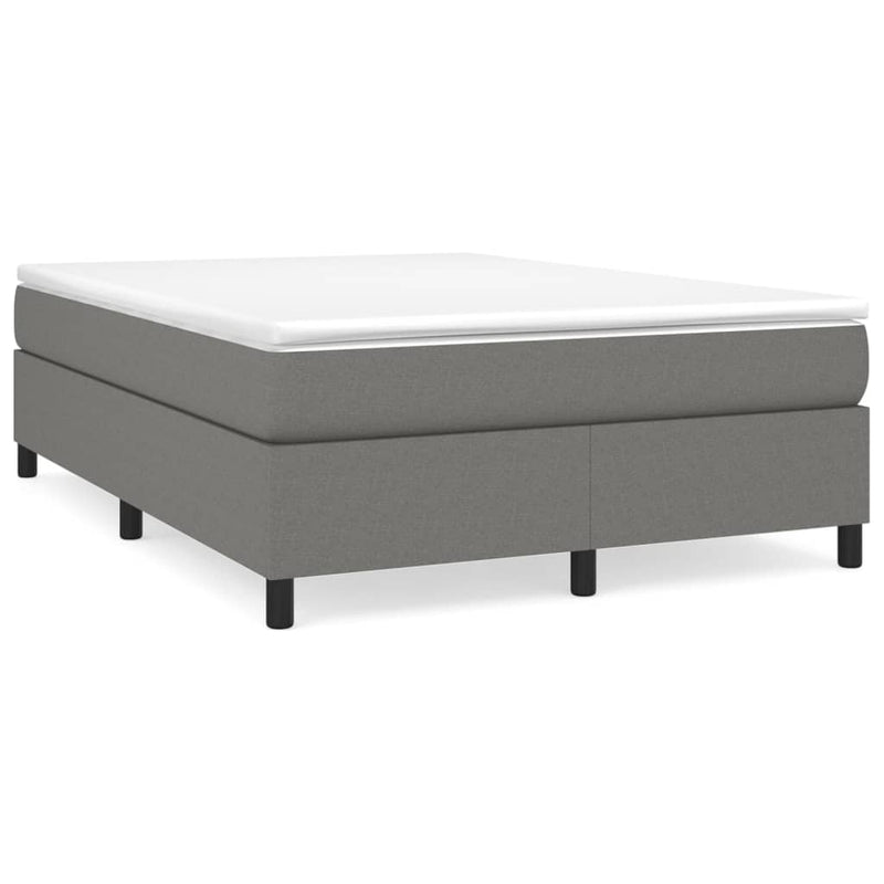 vidaXL Box Spring Bed Frame Dark Grey Double Fabric