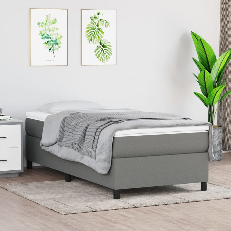 vidaXL Box Spring Bed Frame Dark Grey 107x203 cm King Single Fabric