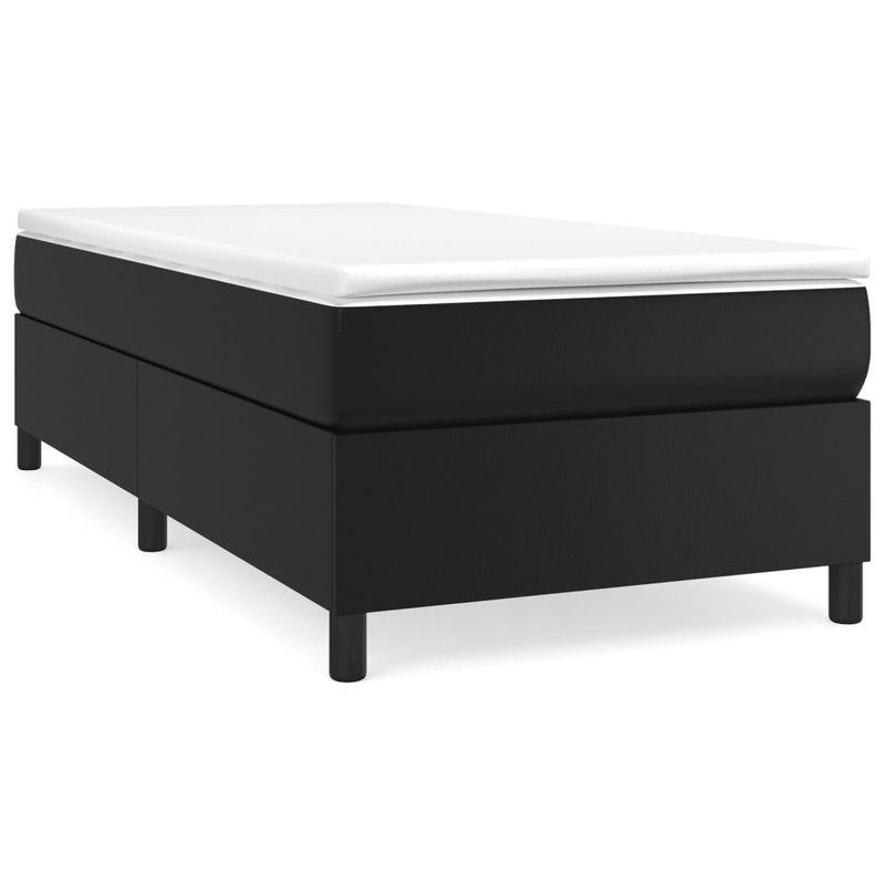Box Spring Bed Frame Black 107x203 cm King Single Faux Leather