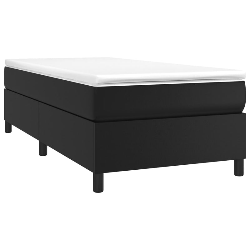 Box Spring Bed Frame Black 107x203 cm King Single Faux Leather