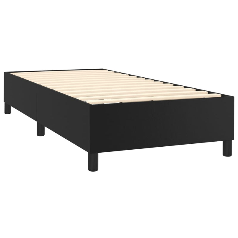 Box Spring Bed Frame Black 107x203 cm King Single Faux Leather