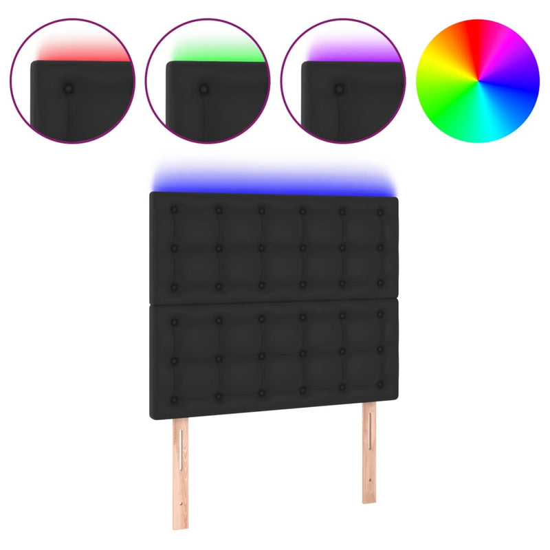 vidaXL LED Headboard Black 80 cm Faux Leather