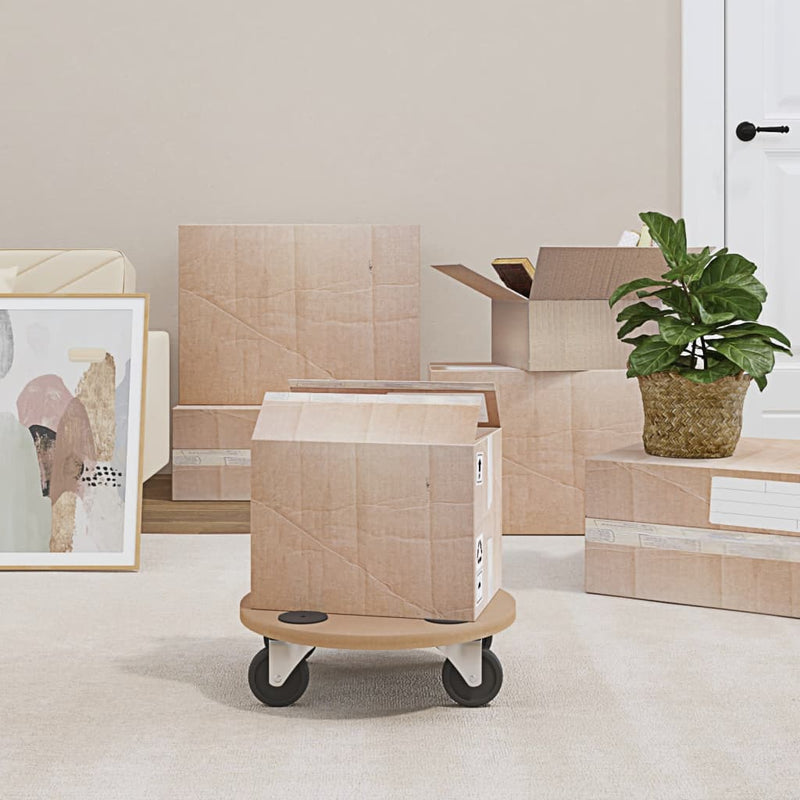 vidaXL Dolly Trolleys 6 pcs Round Engineered Wood