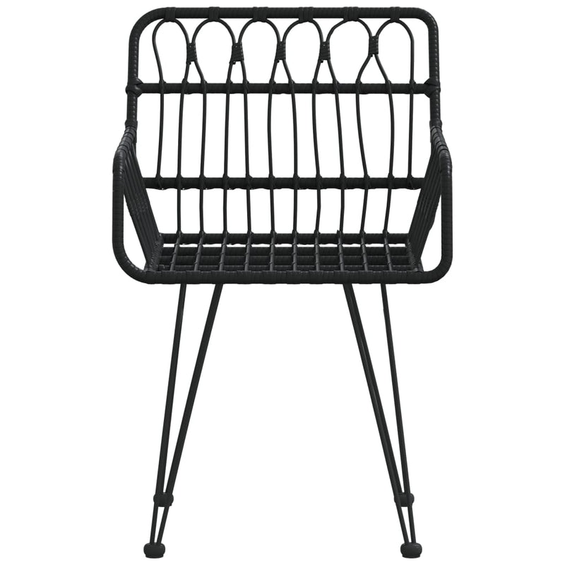 vidaXL Garden Chairs 2 pcs with Armrest Black 56x64x80 cm PE Rattan