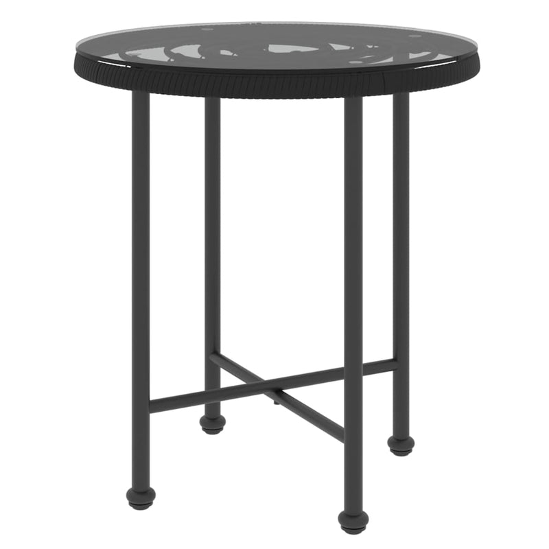 vidaXL Dining Table Black Ø50 cm Tempered Glass and Steel