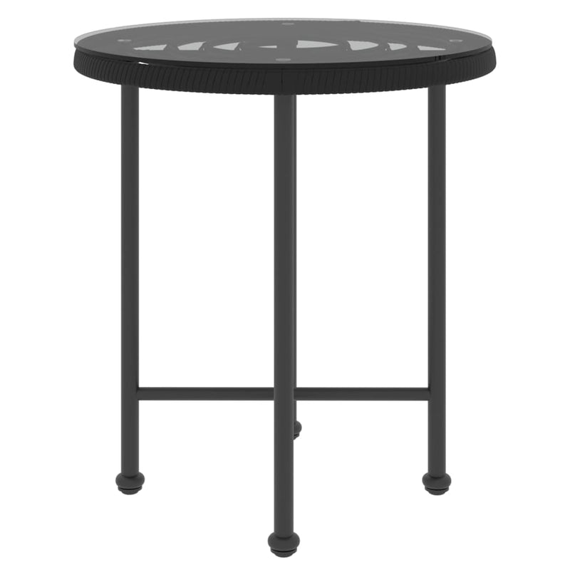 vidaXL Dining Table Black Ø50 cm Tempered Glass and Steel