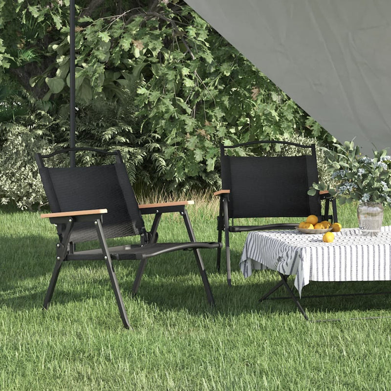 vidaXL Camping Chairs 2 pcs Black 54x43x59 cm Oxford Fabric