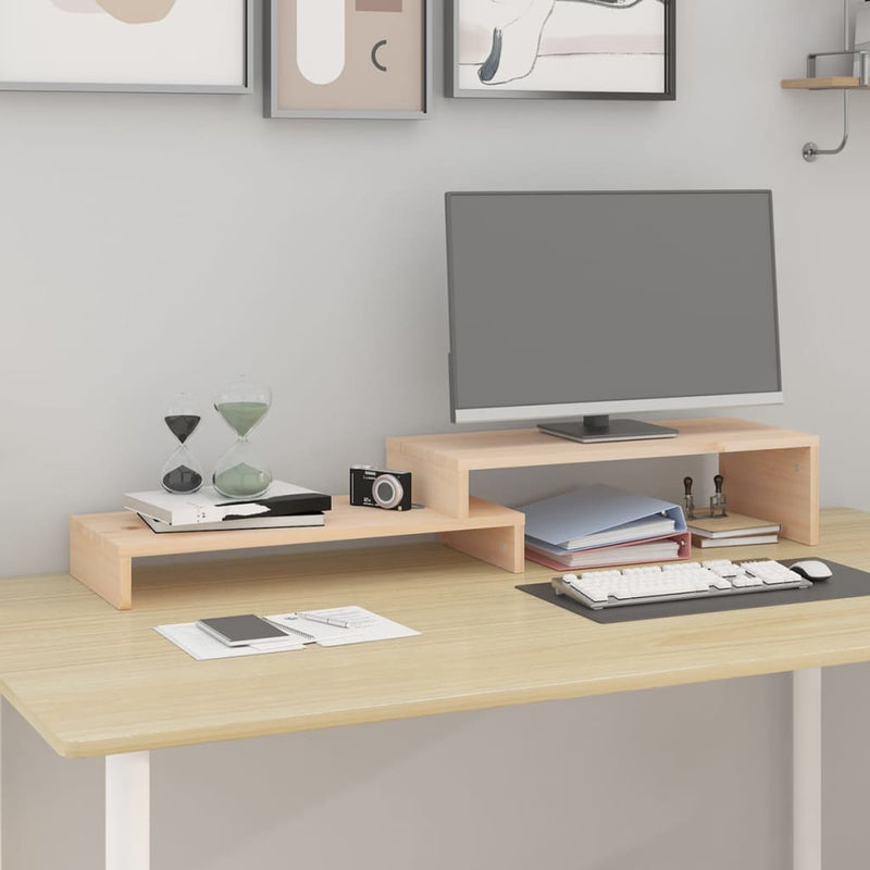vidaXL Monitor Stand (52-101)x22x14 cm Solid Wood Pine