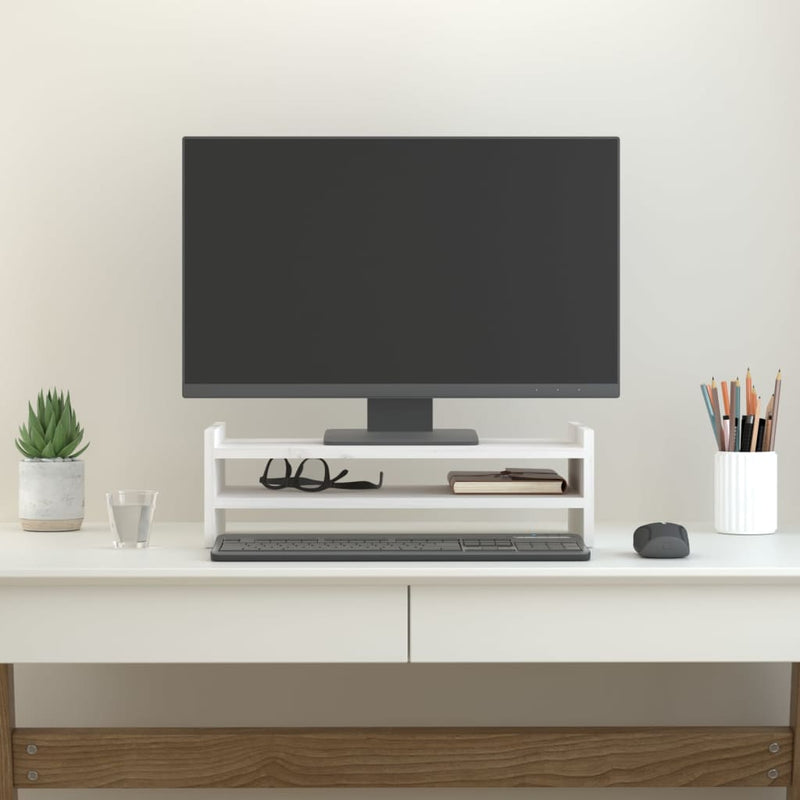 vidaXL Monitor Stand White 50x27x15 cm Solid Wood Pine
