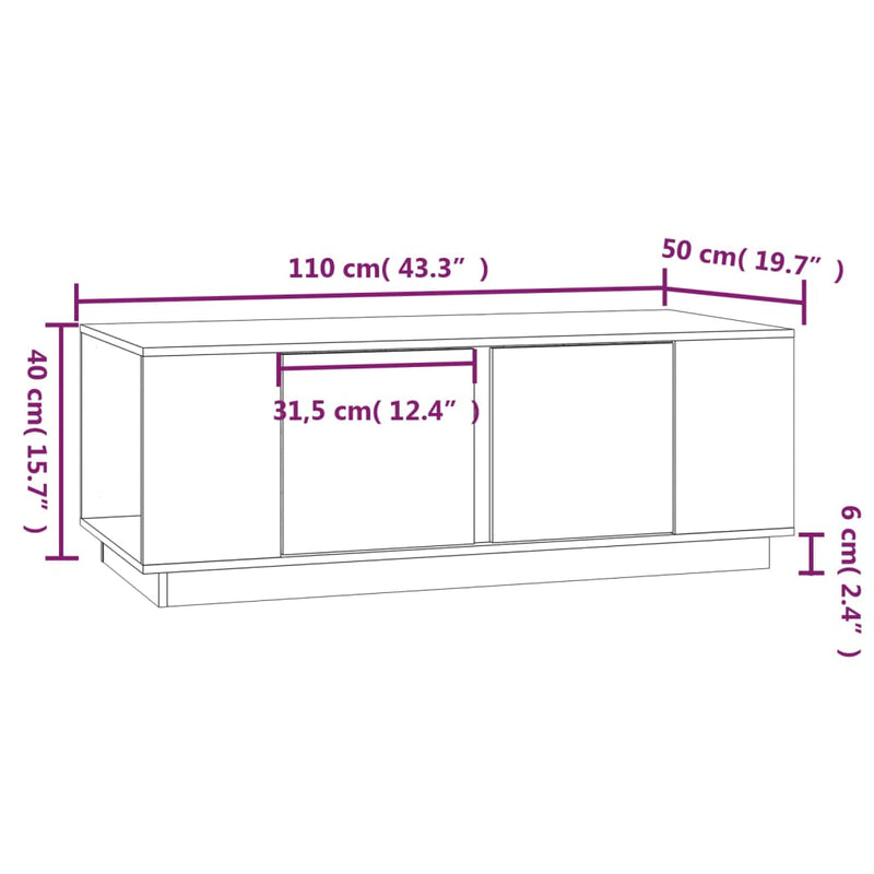 vidaXL Coffee Table 110x50x40 cm Solid Wood Pine