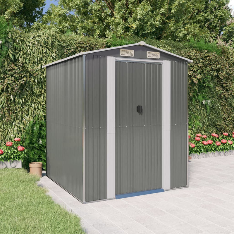 vidaXL Garden Shed Light Grey 192x191x223 cm Galvanised Steel